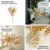 2 Pack | 21inch Metallic Gold Artificial Fern Leaf Bouquets