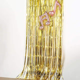 8ft Gold Metallic Tinsel Foil Fringe Doorway Curtain Party Backdrop