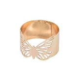 5 Pack | Metallic Gold Laser Cut Butterfly Napkin Rings, Paper Napkin Holders