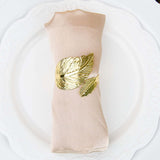 4 Pack | Metallic Gold Ornate Leaf Napkin Rings, Linen Napkin Holders