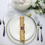 5 Pack | Gold Accordion Crinkle Taffeta Dinner Napkins | 20x20Inch