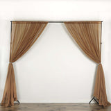 2 Pack | Gold Fire Retardant Sheer Organza Premium Curtain Panel Backdrops With Rod Pockets - 10ft