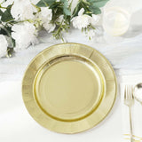 25 Pack | Gold Sunray 8inch Dessert Appetizer Paper Plates, Disposable Party Plates