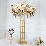 46inch Tall Gold Metal Grand Halo Top Flower Display Stand Pedestal, Large Open Frame