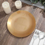 10 Pack | 8inch Gold Round Plastic Salad Plates With Gold Rim