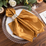 5 Pack Gold Striped Satin Linen Napkins, Wrinkle-Free Reusable Wedding Napkins