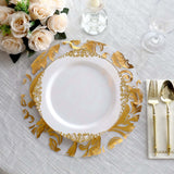 10 Pack Metallic Gold Sheer Organza Dining Table Mats with Swirl Foil Floral Design