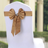 5 Pack | Gold | Reversible Chair Sashes with Buckle | Double Sided Pre-tied Bow Tie Chair Bands | Satin & Faux Leather