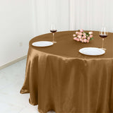 132Inch Gold Seamless Satin Round Tablecloth