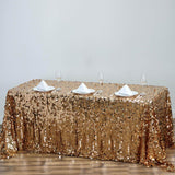 90x156 Gold Big Payette Sequin Rectangle Tablecloth Premium