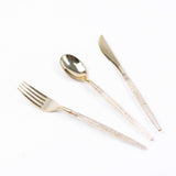 24 Pack | 8 Metallic Gold With Glitter Silverware Set, Modern Premium Plastic Utensil Set