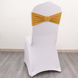 5 Pack Gold Spandex Chair Sashes with Gold Diamond Buckles, Elegant Stretch Chair Bands and Slide