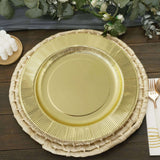 25 Pack | Metallic Gold Sunray 10inch Serving Dinner Paper Plates, Disposable Party Plates - 350 GSM