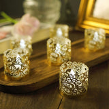 20 Pack | Gold Foil Paper Floral Lace Candle Holder Wraps, Votive Tealight Decorative Wraps