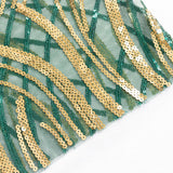 5 Pack Hunter Emerald Green Gold Wave Chair Sash Bands With Embroidered Sequins