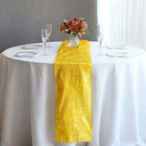 Gold Metallic Fringe Shag Tinsel Table Runner, Shimmery Polyester Table Runner