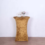 Gold Crushed Velvet Spandex Fitted Round Highboy Cocktail Table Cover