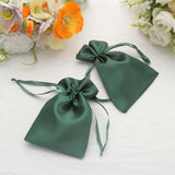 12 Pack | 4x6inch Hunter Emerald Green Satin Wedding Party Favor Bags, Drawstring Pouch Gift Bags
