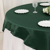 72x72inch Hunter Emerald Green Lamour Satin Table Overlay, Square Tablecloth Topper