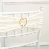 2inch Gold Diamond Heart Metal Chair Sash Bow Pin, Rhinestone Chair Wrap Band Buckle Brooch