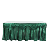 14ft Hunter Emerald Green Pleated Satin Double Drape Table Skirt