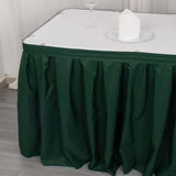 21ft Hunter Emerald Green Pleated Polyester Table Skirt, Banquet Folding Table Skirt