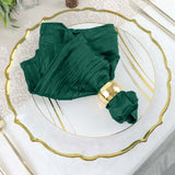 5 Pack | Hunter Emerald Green Accordion Crinkle Taffeta Dinner Napkins | 20x20Inch