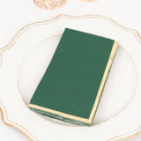 50 Pack Hunter Emerald Green Soft 2 Ply Disposable Party Napkins with Gold