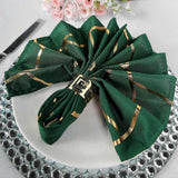 5 Pack | Modern Hunter Green & Geometric Gold Cloth Dinner Napkins, Emerald | 20x20Inch