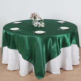 90" Hunter Emerald Green Satin Overlay Square Table Overlay