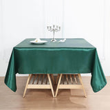 72" x 72" Hunter Emerald Green Satin Square Tablecloth Overlay