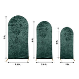 Set of 3 Emerald Green Crushed Velvet Chiara Backdrop Stand Covers For Round Top Wedding Arches