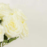 2 Bushes | 17inch Ivory Premium Silk Jumbo Rose Flower Bouquet, Wedding Floral Arrangements