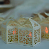 25Pcs Ivory Butterfly Top Laser Cut Lace Print Favor Gift Candy Boxes