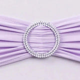 5 Pack | Lavender Lilac Spandex Stretch Chair Sashes with Silver Diamond Ring Slide Buckle#whtbkgd