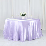 120inch Lavender Lilac Seamless Satin Round Tablecloth