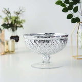 8inch Silver Mercury Glass Compote Vase, Pedestal Bowl Centerpiece