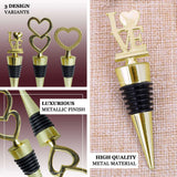 5" Gold Metal Double Heart Wine Bottle Stopper Wedding Party Favors With Velvet Gift Box