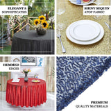 132inch Navy Blue Premium Sequin Round Tablecloth, Sparkly Tablecloth