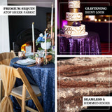 108" Navy Blue Premium Sequin Round Tablecloth