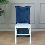 Navy Blue Buttery Soft Velvet Chiavari Chair Back Slipcover, Solid Back Chair Cover Cap
