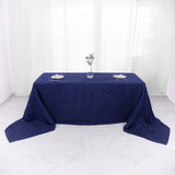 90x156Inch Navy Blue Accordion Crinkle Taffeta Rectangular Tablecloth