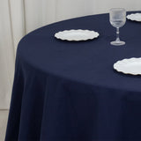 120inch Navy Blue Cotton Blend Round Tablecloth Seamless for 5 Foot Table