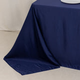 90x132inch navy blue Seamless Lamour Satin Rectangle Tablecloth for 6 Foot Table