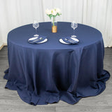 Navy Blue Seamless Premium Polyester Round Tablecloth 132inch Inherently Flame Retardant Table Cover