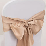 5 Pack Nude Lamour Satin Chair Sashes, Chair Bows - 6x106inch