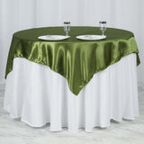 60"x 60" Olive Green Seamless Satin Square Tablecloth Overlay