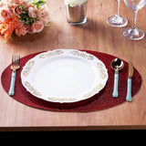 6 Pack | Burgundy Sparkle Placemats, Non Slip Decorative Oval Glitter Table Mat