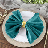 5 Pack | Peacock Teal Premium Sheen Finish Velvet Cloth Dinner Napkins