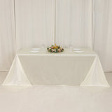 90"x132" Shimmer Pearl White Scuba Rectangle Tablecloth, Wrinkle Free Seamless Premium